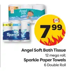 Weis Markets Angel Soft Bath Tissue 12 mega roll Sparkle Paper Towels 6 Double Roll offer