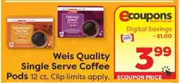 Weis Markets Weis Quality Single Serve Coffee Pods offer