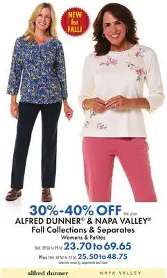 Boscov's ALFRED DUNNER & NAPA VALLEY Fall Collections & Separates offer