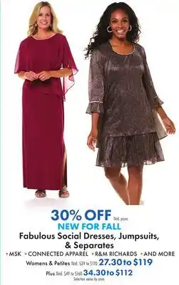 Boscov's NEW FOR ALL Fabulous Social Dresses, Jumpsuits, Separates offer