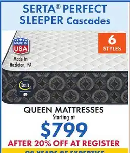 Boscov's SERTA PERFECT SLEEPER Cascades offer