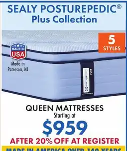 Boscov's SEALY POSTUREPEDIC Plus Collection offer