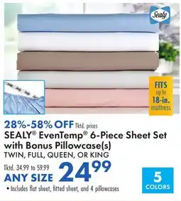 Boscov's SEALY EvenTemp 6-Piece Sheet Set with Bonus Pillowcase(s) offer