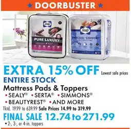 Boscov's ENTIRE STOCK Mattress Pads & Toppers offer