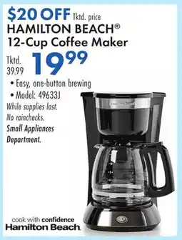 Boscov's HAMILTON BEACH 12-Cup Coffee Maker offer