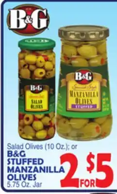 Bravo Supermarkets B&G STUFFED MANZANILLA OLIVES, 5.75 Oz. Jar offer