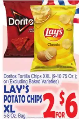 Bravo Supermarkets LAY'S POTATO CHIPS XL, (5-8 Oz. Bag) offer