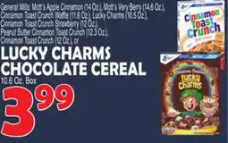 Bravo Supermarkets GENERAL MILLS LUCKY CHARMS CHOCOLATE CEREAL, 10.6 Oz. Box offer