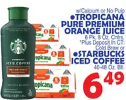 Bravo Supermarkets TROPICANA PURE PREMIUM ORANGE JUICE 6 Pk. 8 Oz. Cntrs offer