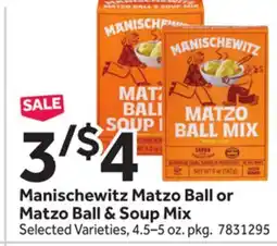 Stop&Shop Manischewitz Matzo Ball or Matzo Ball & Soup Mix offer