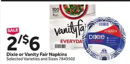 Stop&Shop Dixie or Vanity Fair Napkins offer