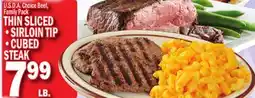 C Town THIN SLICED SIRLOIN TIP, CUBED STEAK offer