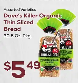 DeCicco & Sons Dave's Killer Organic Thin Sliced Bread offer
