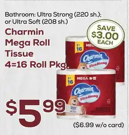 DeCicco & Sons Charmin Mega Roll Tissue 4=16 Roll Pkg offer