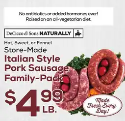 DeCicco & Sons Italian Style Pork Sausage Family-Pack offer