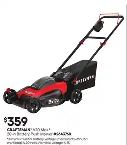 Lowe's V20 MaxF 20-in Battery Push Mower offer