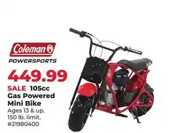 Runnings Coleman 105cc Gas Powered Mini Bike offer
