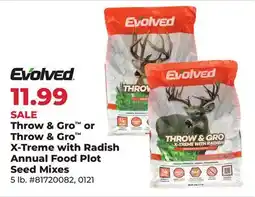 Runnings Evolved Throw & Gro or Throw & Gro X-Treme with Radish Annual Food Plot Seed Mixes offer