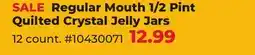 Runnings Regular Mouth 1/2 Pint Quilted Crystal Jelly Jars offer