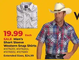 Runnings Men's Short Sleeve Western Snap Shirts offer
