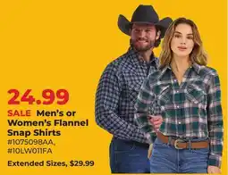 Runnings Men's or Women's Flannel Snap Shirts offer