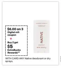 CVS ANY Native deodorant or dry sprays offer