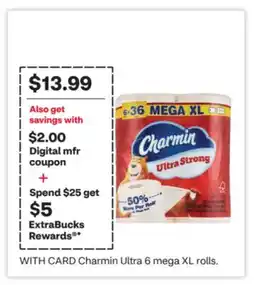 CVS Charmin Ultra 6 mega XL rolls offer