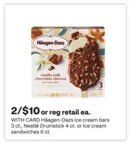 CVS Häagen-Dazs ice cream bars 3 ct., Nestlé Drumstick 4 ct. or ice cream sandwiches 6 ct offer