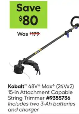 Lowe's 48VB MaxB (24Vx2) 15-in Attachment Capable String Trimmer offer