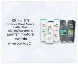 Walgreens Dove or Dove Men's Bath Care offer