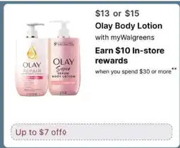 Walgreens Olay Body Lotion offer