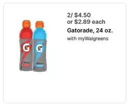 Walgreens Gatorade, 24 oz offer