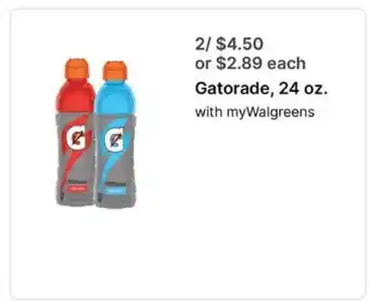 Walgreens Gatorade, 24 oz offer