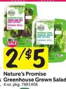 Stop&Shop NATURE'S PROMISE GREENHOUSE GROWN SALADS offer