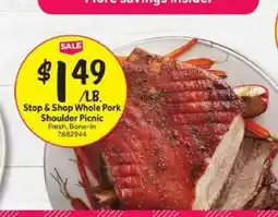 Stop&Shop Stop & Shop Whole Pork Shoulder Picnic offer