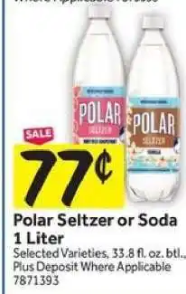 Stop&Shop Polar Seltzer or Soda 1 Liter offer
