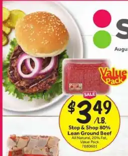 Stop&Shop Stop & Shop 80% Lean Ground Beef offer