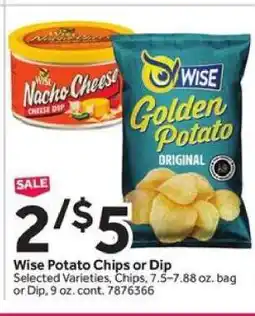 Stop&Shop Wise Potato Chips or Dip offer