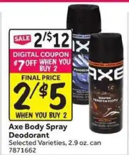 Stop&Shop Axe Body Spray Deodorant offer