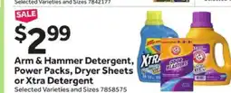 Stop&Shop Arm & Hammer Detergent, Power Packs, Dryer Sheets or Xtra Detergent offer