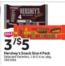 Stop&Shop Hershey's Snack Size 4 Pack offer