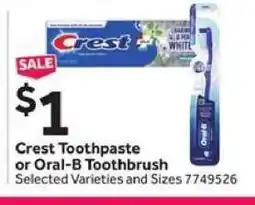 Stop&Shop Crest Toothpaste or Oral-B Toothbrush offer