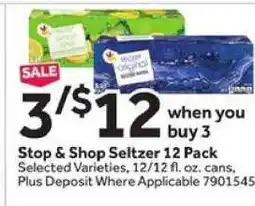 Stop&Shop Stop & Shop Seltzer 12 Pack offer