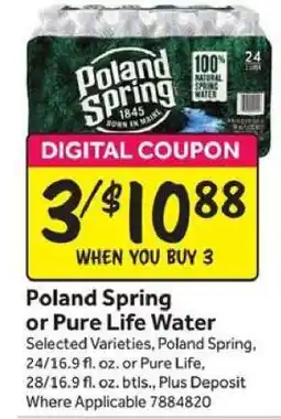 Stop&Shop Poland Spring or Pure Life Water offer