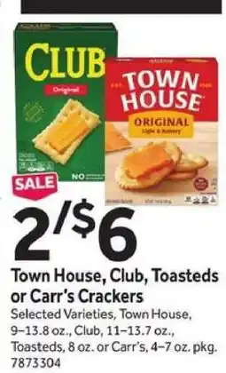 Stop&Shop Town House, Club, Toasteds or Carr’s Crackers offer