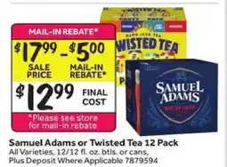 Stop&Shop Samuel Adams or Twisted Tea 12 Pack offer