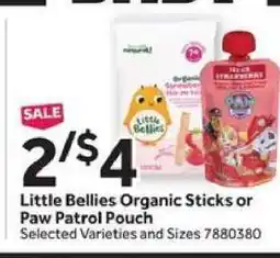 Stop&Shop Little Bellies Organic Sticks or Paw Patrol Pouch offer