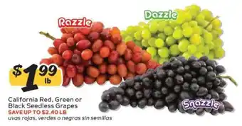 Winn Dixie California Red, Green or Black Seedless Grapes offer