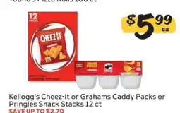 Winn Dixie Kellogg's Cheez-It or Grahams Caddy Packs or Pringles Snack Stacks offer