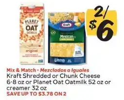 Winn Dixie Kraft Shredded or Chunk Cheese / Planet Oat Oatmilk offer
